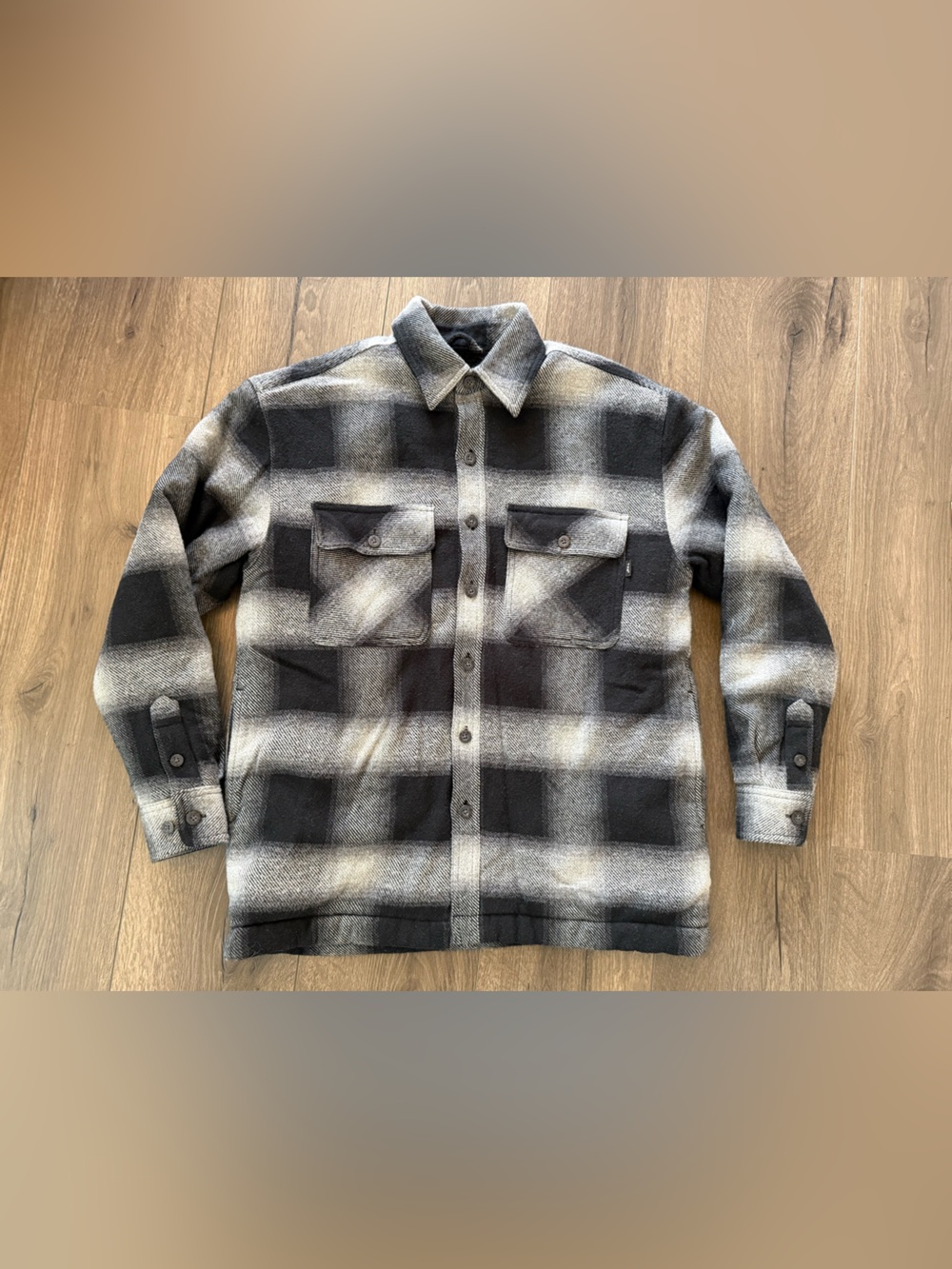TNA Sherpa Lined Plaid Shirt Jacket Shacket Size 1 Black Gray